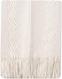 BATTILO HOME Boho Cream Throw Blanket for Couch, Decorative White Blanket Throw for Sofa Living Room, 50"x60"