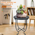 Plant Castle 14 Inch Indoor Outdoor Small Metal Round Side Table, Patio Coffee Bistro Table, Weather Resistant Black
