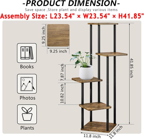 5 (5 AZERPIAN Plant Stand Tier Indoor Metal Flower Shelf for Multiple Plants Corner Tall Flower Holders for Patio