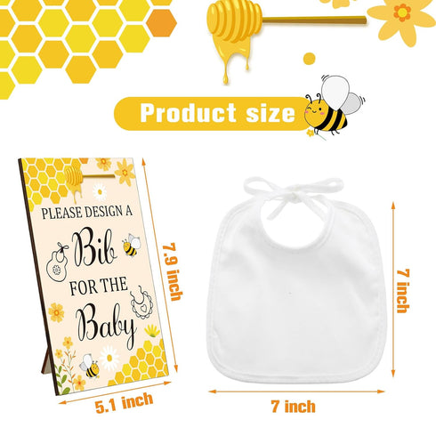 43 30 12 Panitay Pcs Baby Shower Games White Bibs Design, Include Wooden Baby Shower Game Sign, DIY Blank White Bibs