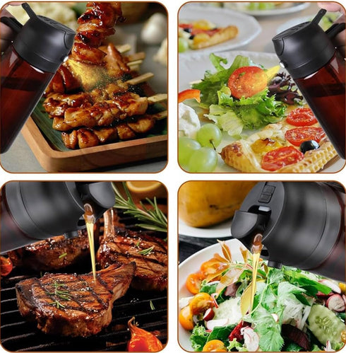 Zwzjheng 2 In1 16oz Olive Oil Edible oil Dispenser for Kitchen, Oil Sprayer Bottle for Cooking, Glass Oil BottleSpray