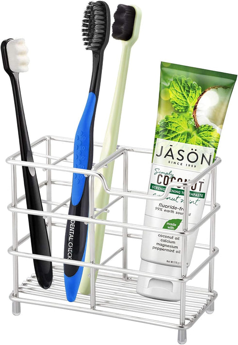 Urbanstrive Bathroom Toothbrush Holder Stand, 304 Stainless Steel Toothpaste Holder Organizer (Silver, Small)