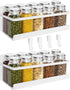 Magnetic Spice Rack for Refrigerator, 2 Pack Fridge Organizer for Spice Jars, Magnet Shelves with 4 Hooks