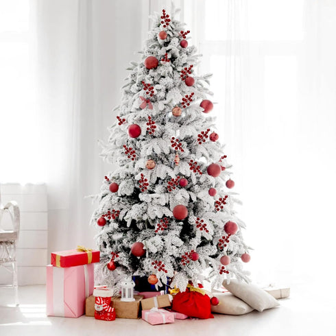8 Branches/32 HOHOTIME Christmas Holly Berry Stem Ornaments, Large Small Branches Artificial Berry Stem, Removable