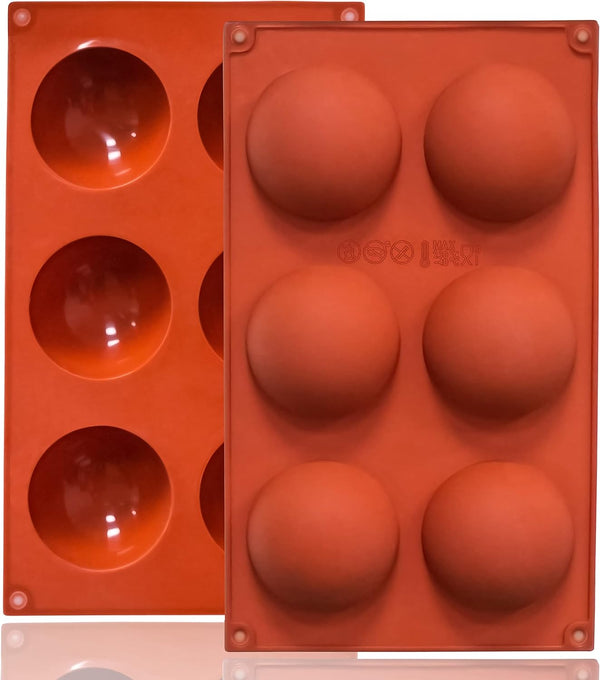 2 Pack Large 6-Cavity Semi Sphere Silicone Molds, Non-Stick Baking Mold for Hot Chocolate Bombs & Cakes