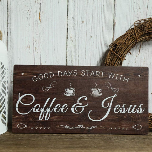 Putuo Decor Coffee Sign, Kitchen Coffee Bar Decor, 12 x 6 Hanging Plaque, Gifts for Coffee Lovers (Good Days Start with