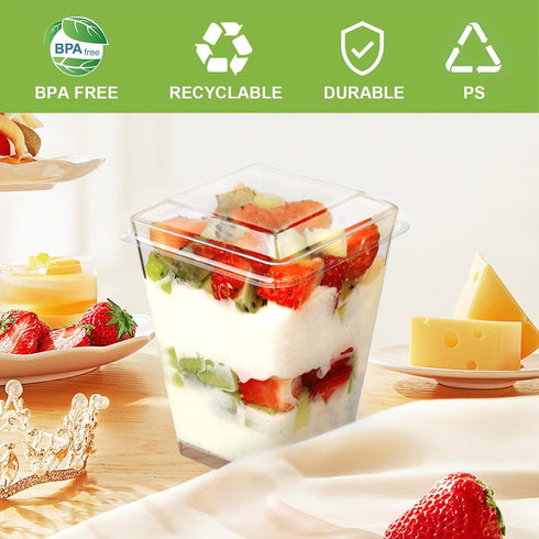 FIFWVGP 100 Pack 5 oz Plastic Dessert Cups With Lids and Spoons, Yogurt Parfait Appetizer Cups for Party, Mini Dessert