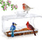 Window Bird Feeder with Non-Marking Self-Adhesive Hooks - Clear Transparent Bird House for Outside
