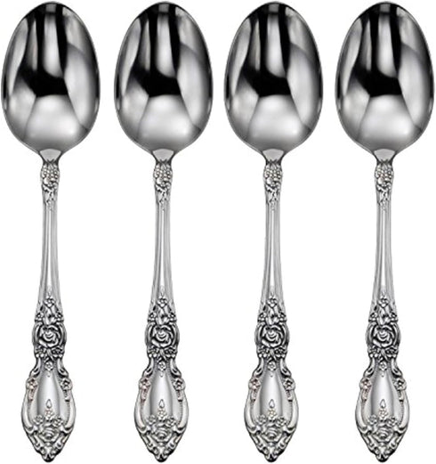 Oneida Wordsworth Everyday Flatware Teaspoons 18/0 Stainless Steel, Set of 4, Silver