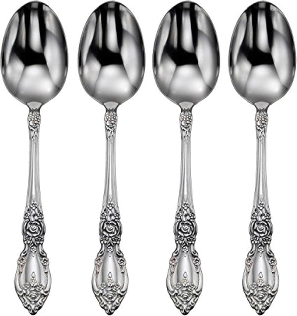 Oneida Wordsworth Everyday Flatware Teaspoons 18/0 Stainless Steel, Set of 4, Silver