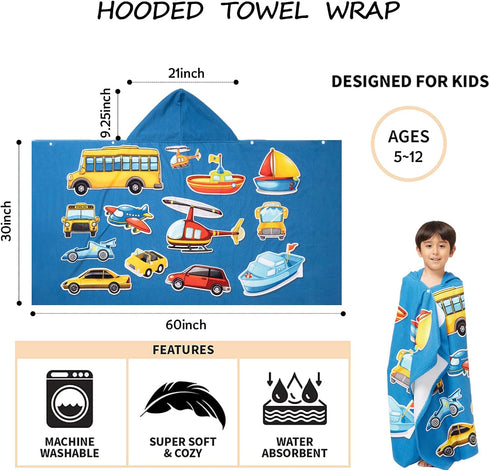 5-12 Gealaek Hooded Towel for Toddlers Years Boys Girls Kids Bath Pool Beach Towel Wrap Large Soft Absorbent Beach