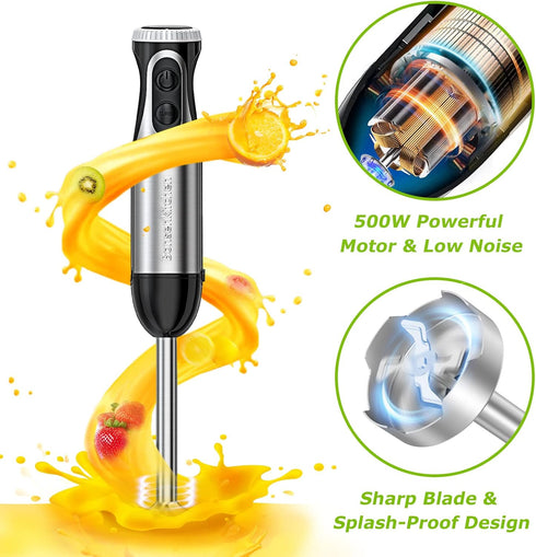 Bonsenkitchen Immersion Blender, 20 Variable Speeds & Turbo, 4-In-1 Stainless Steel Handheld Mixer with Accessories