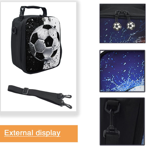 Lunch Tote, 2019 Upgrade Insulated Football Lunch Bag - Waterproof Reusable Portable Meal Bag Ice Pack for Kids