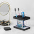 Toothbrush Holders for Bathroom, 5 Slots Electric Toothbrush and Toothpaste Organizer, Clear/Black Makeup Brush Storage