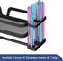 Taozun 4 Paper Towel Holder with Shelf & Side Straw Basket, Black Kitchen Paper Holder Spice Rack Black Paper Towel
