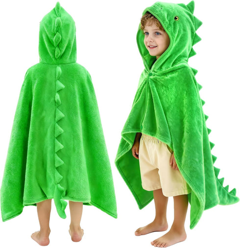 Hiturbo Kids Dinosaur Hooded Bath Towel: Super Soft Fleece Toddler Towel Wrap