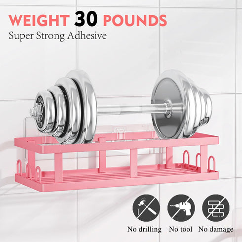 6 Pack Youvip Shower Caddy, Adhesive Shower Shelves with Soap Holder, No Drilling Rustproof Large Capacity pink