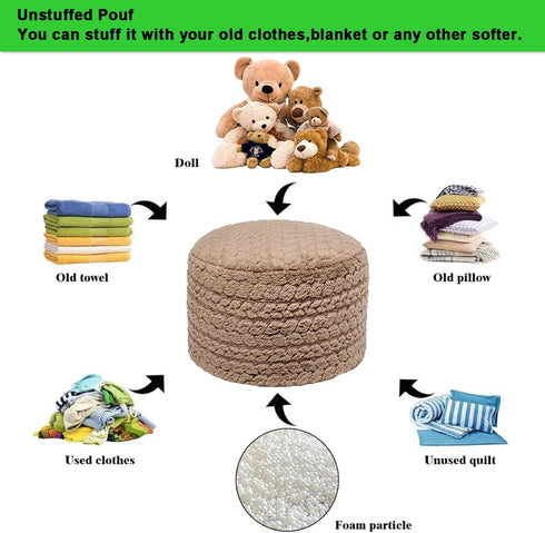 20x14 Inch Asuprui Unstuffed Ottoman Pouf Cover Lightweight Foot Rest, Floor Bean Bag Chair, Storage Pouf for Living