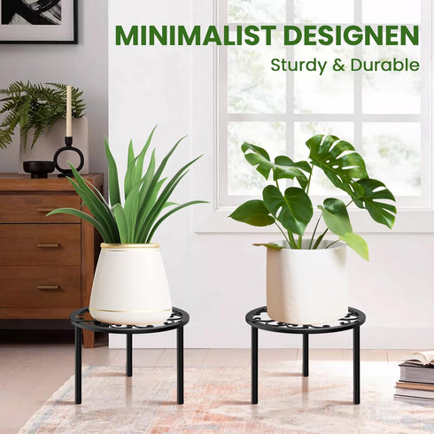 2-Pack 10-inch TOSKING Heavy Duty Metal Plant Stands - Decorative Round Plant Stand, Adjustable Leveling Feet