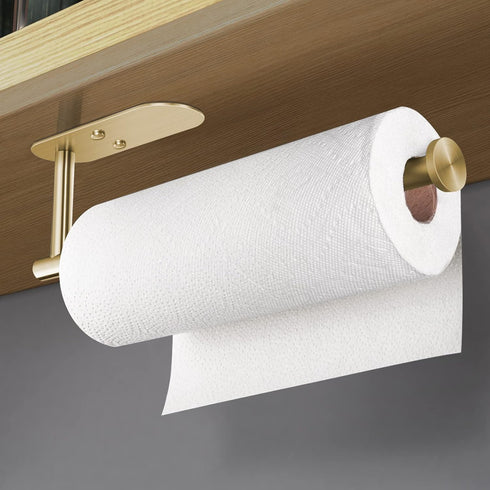 HUFEEOH Adhesive Paper Towel Holder Under Cabinet Wall Mount for Kitchen Paper Towel, Stainless Steel Paper Towel Roll