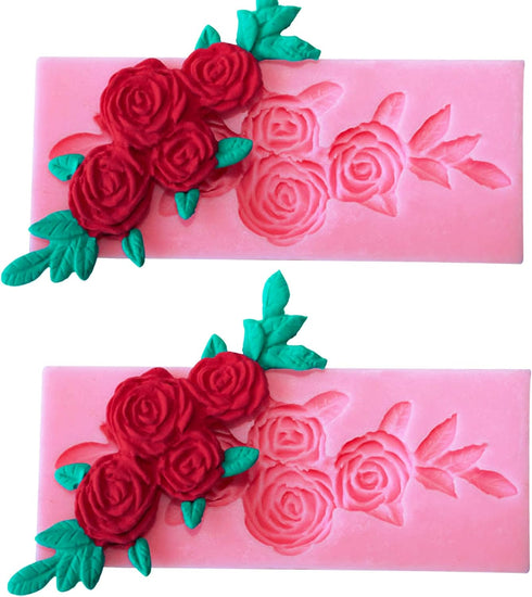2 Pieces Four Roses Candy Silicone Mold - Fondant Chocolate Molds for Cake Topper Decor and Desserts