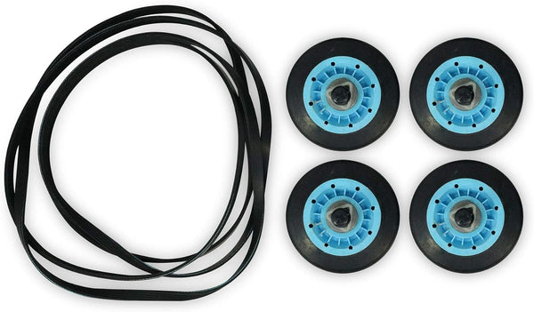 DC97-16782A-5PCKIT All-in-one Repair Maintenance Kit for Samsung Dryer Includes Drum Roller and Belt Replacement