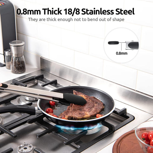 U-Taste Heat Resistant Silicone Kitchen Tong, 16 inch Extra Long Cooking Tong, Non Stick Rubber Tips, Black