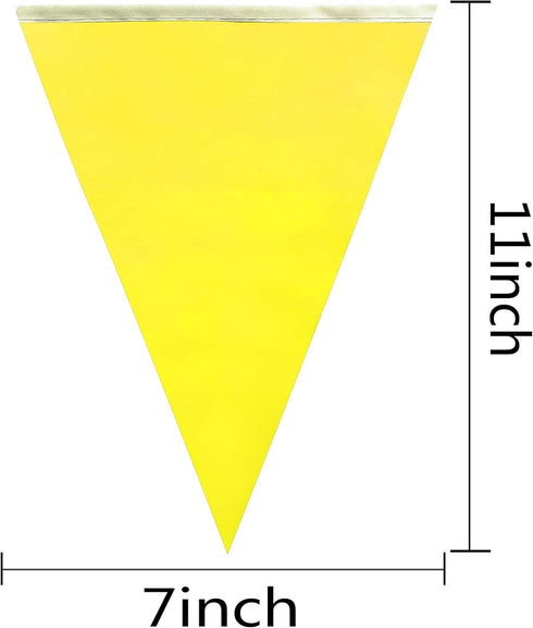 100 Feet Solid Yellow Pennant Banner Flags String, Triangle Bunting Flags for Grand Opening, Birthday Party, Festival