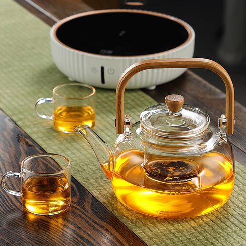 Glass Tea Pot, Stovetop Safe Clear Teapot and Kettle for Brewing Tea