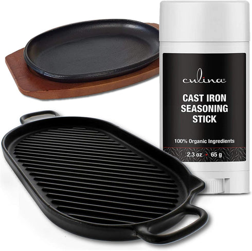 Culina Cast Iron Seasoning Stick, 100% Organic Ingredients for Non-stick Cooking & Restoring Cast Iron Cookware