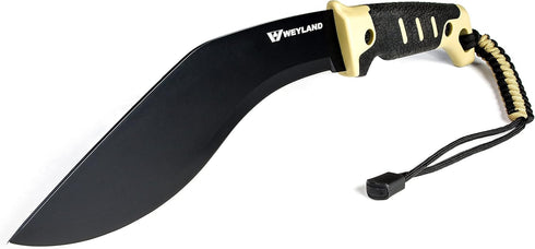 WEYLAND Kukri Machete Knife - Tactical MOLLE Sheath, Fixed Full Tang Steel Blade for Camping, Gardening, Yard Work