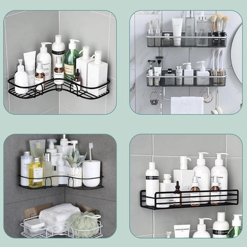 4PCS Shower Caddy Adhesive Sticker Replacement Hook for Corner Shower Caddy Bathroom Rack Shelf Soap Dish Basket Wall