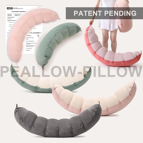 29.5") Peallow(Pat. Pend) Long Round Body Pillow for Adults, Bolster Pillow for Sleeping, Soft and Supportive Pillow