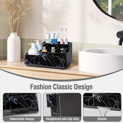 Countertop Tray,Countertop Electric Toothbrush Holder for Bathroom, Plastic Bathroom Organizer Compartment, Vanity