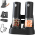 CIRCLE JOY Electric Salt and Pepper Grinder Set, Automatic with Charging Base, LED Light, Adjustable Coarseness, Black