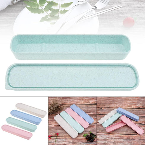 OriGlam Portable Flatware Box, Travel Utensil Storage Case for Cutlery Kit, Blue