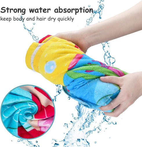 Catalonia Mermaid Hooded Bath Towel for Girl 2-6 Years Old, 100% Cotton Swim Poncho Towel, Sand Proof Beach Pool Towel