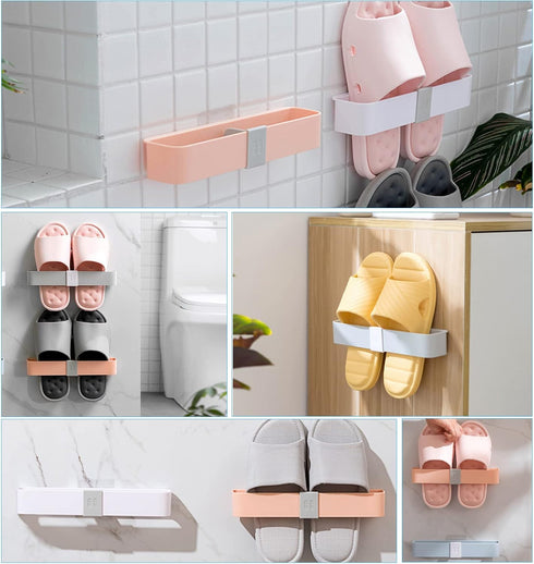 Cosmos 2 Pcs Wall Mounted Slippers Rack House Slippers Hanger Shower-shoe Holders Wall Mount Shower Slippers Organizers