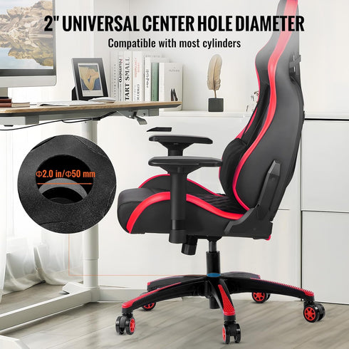 VEVOR Office Chair Base Replacement, 28", 2500 lbs Static Load, Heavy Duty Desk Chair Base with 5 Casters, Black + Red