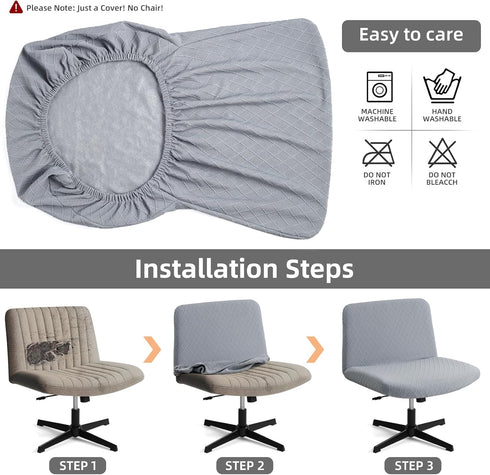 Armless YISUN Waterproof Criss Cross Chair Cover, Stretch Chair Slipcover Washable Removable Office Desk Chair Covers