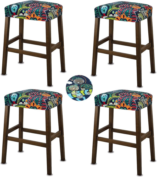NeColorLife Stool Covers Rectangle Printed,Stretch Waterproof Saddle Seat Covers for Counter Height