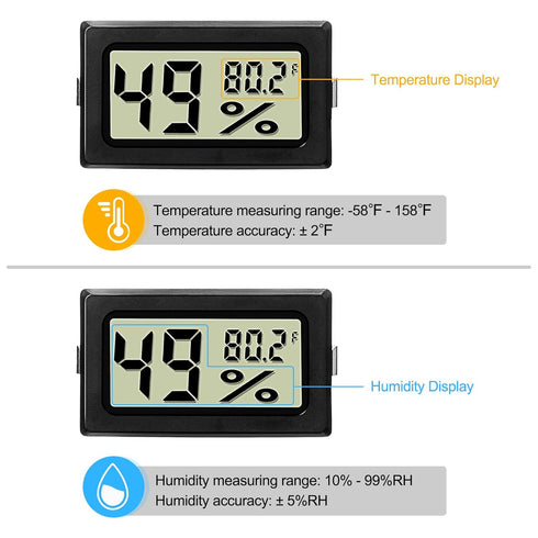 Weewooday 24 Mini Digital Temperature Humidity Meters Gauge with Probe Gauge LCD Fahrenheit Display Thermometer