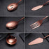 6-Piece Copper Serving Flatware Set, Stainless Steel Utensil Set, Includes Cake Server, Spoons, Fork, Knife