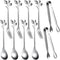 Leaf Coffee Spoons, Mini Serving Tongs and Appetizer Forks, Stainless Steel Dessert Spoons, Metal Dinner Forks for