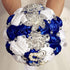 Romantic Bridal Bouquet Wedding Bouquets Crystal Satin Rose for Valentine's Day Confession Party Church Decor (Royal