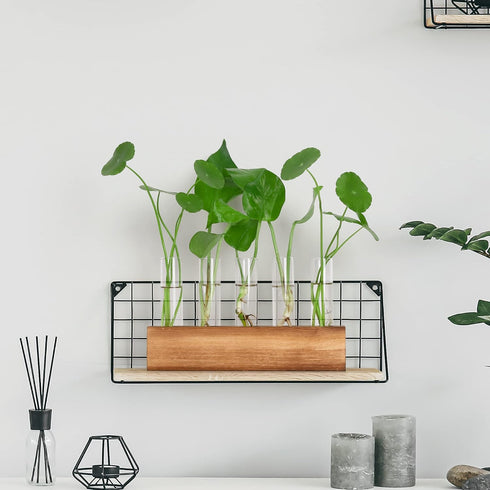 5 YIBOT Propagation Stations, Plant Terrarium with Wooden Stand, Glass Test Tubes Vases, Birthday Gardening Gifts