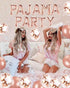 LaVenty Set of 11 Rose Gold PAJAMA PARTY Balloons and Banner for Slumber Party Decor