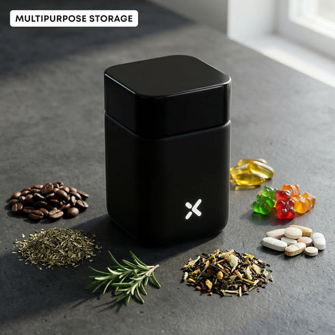 3-Pack CubeX Miron UV Glass Jars, Airtight Storage for Herbs, Tea, Coffee, Spices & Cosmetics, Stackable with Labels