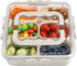 Divided Serving Tray with Lid and Handle - Portable Snack Container, Multi Compartment Clear Veggie Tray