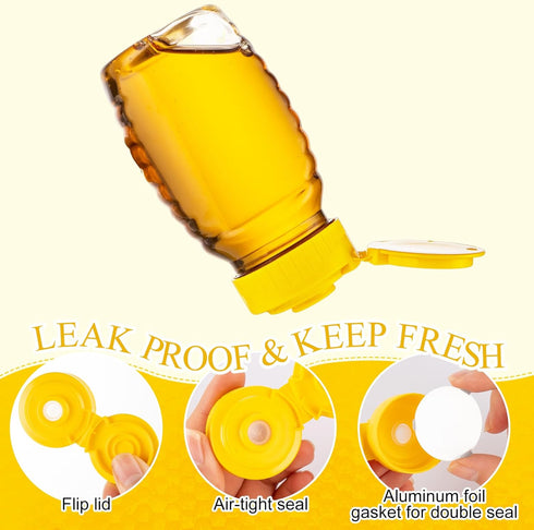 8 Pack 5oz Honey Squeeze Bottle, Refillable Small Squeeze Bottles for Honey, Plastic Honey Containers with Leak Proof